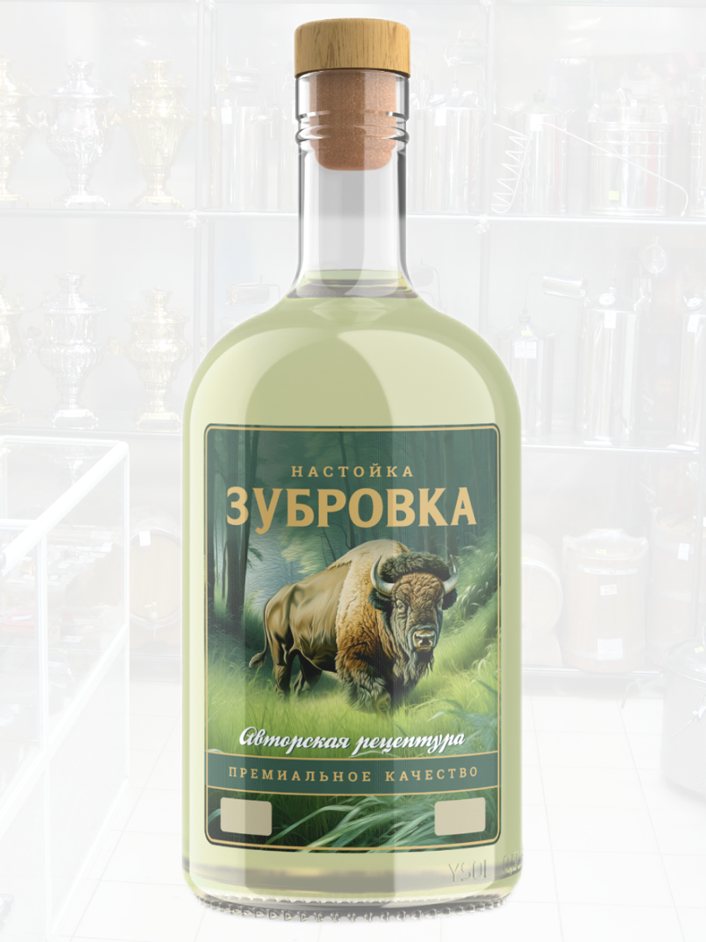 Наклейки на бутылки "Зубровка" Блестящие 10 шт.