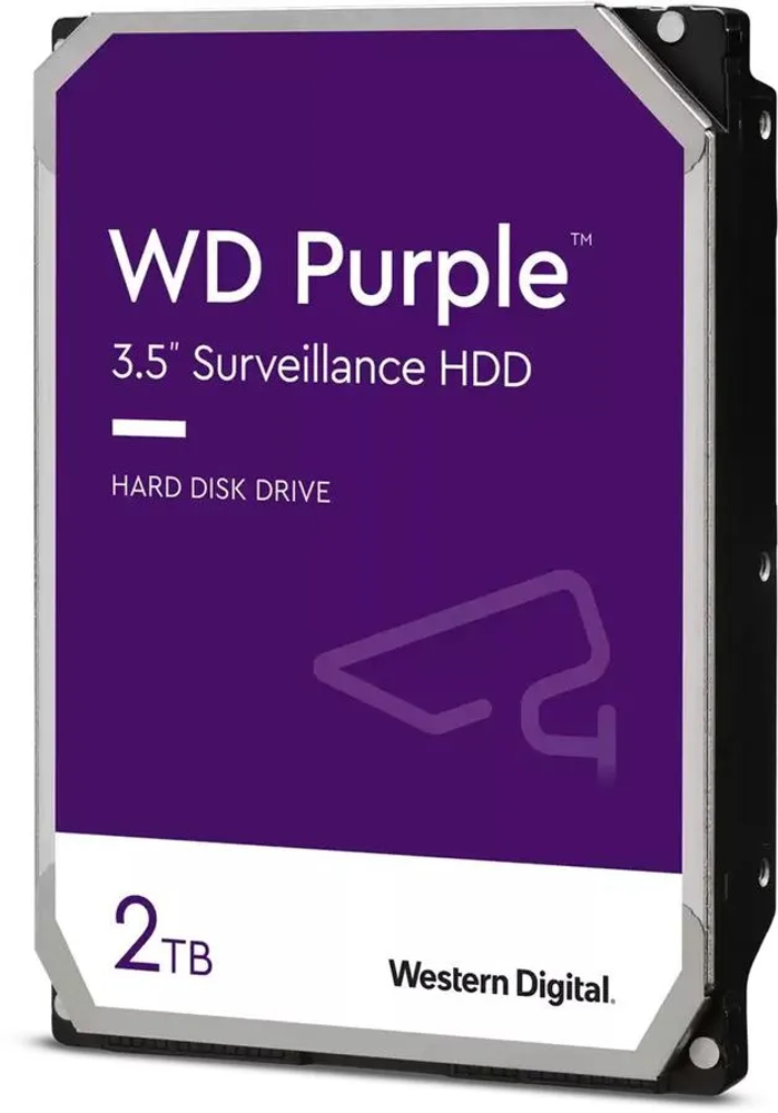 Внутренний HDD 3.5&quot; Western Digital Purple Surveillance PURZ, 2Тб, SATA3, Bulk, Чтение:180мб/с, Запись:180мб/с, 5400об/мин, Буфер:256Мб (WD22PURZ)