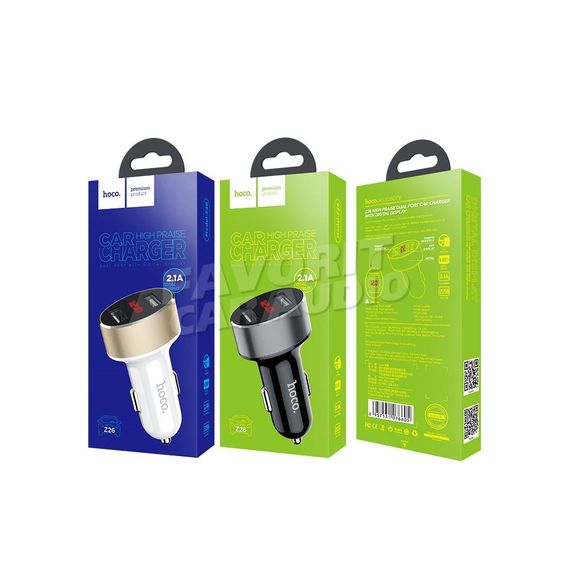 АЗУ 2USB HOCO Z26 High Praise 2400mA пластик дисплей чёрный
