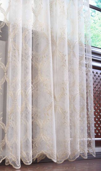 Микросетка с вышивкой Милана (светлое золото)