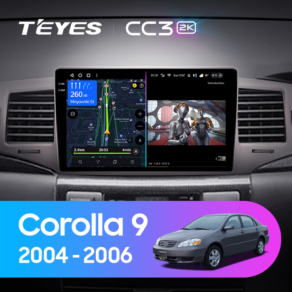 Teyes CC3 2K 9"для Toyota Corolla 2004-2006