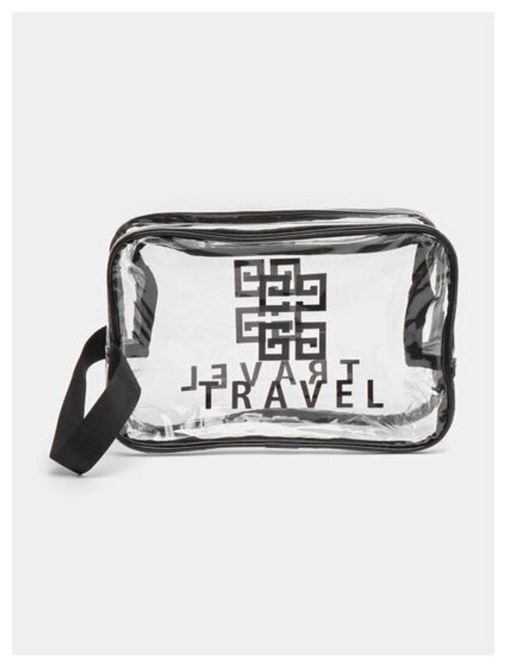 Косметичка водонепроницаемая ПВХ на молнии сумочка с ручкой TRAVEL, прозрачная 25*10*16см