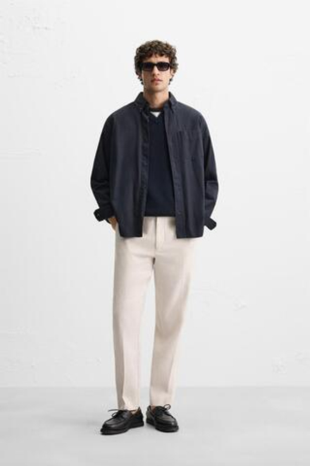 ZARA БРЮКИ ИЗ 100% ЛЬНА, ПЕСОЧНЫЙ