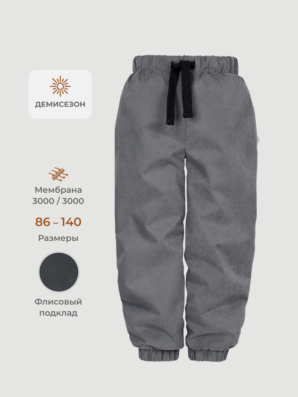 Брюки демисезонные на флисе Mjölk Graphit