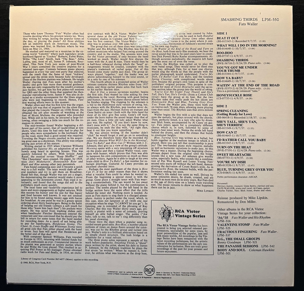 Fats Waller - Smashing Thirds (Германия)