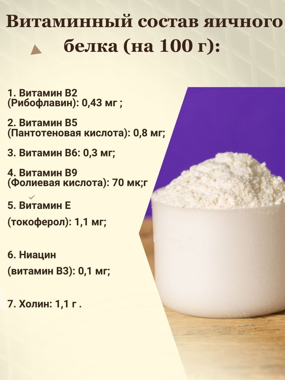 Белок яичный сухой пониженной взбиваемости, БЕЗ ДОБАВОК 500гр МилоБио
