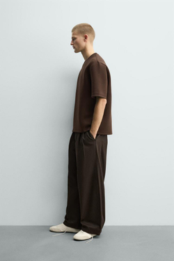 ZARA ТОЛСТОВКА СВОБОДНОГО КРОЯ ИЗ ВЫСОКОТЕХНОЛОГИЧНОЙ ТКАНИ, ТЕМНО-КОРИЧНЕВЫЙ