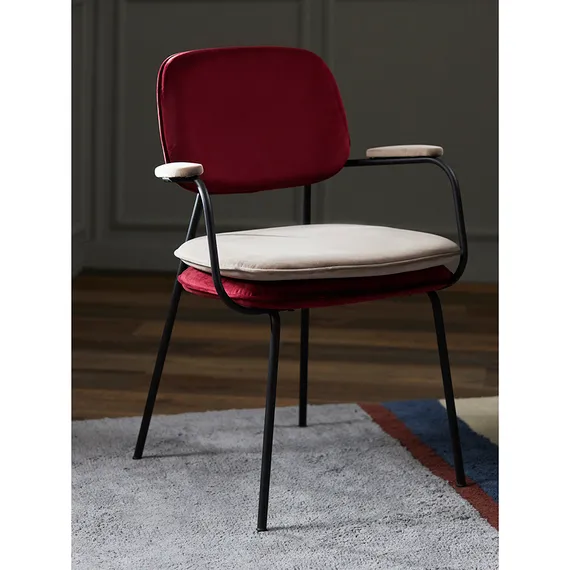 Стул с подлокотниками Pea, велюр, бордовый/бежевый