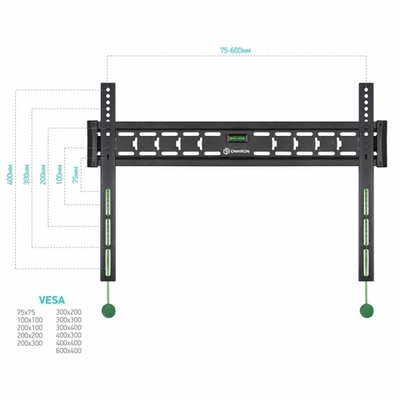 ONKRON FM6 чёрный (40"-65" Максимальная нагрузка: 68,2 кг VESA: 75x75, 100x100, 100x200, 200x100, 200x200, 200x300, 200x400, 300x100, 300x200, 300x300, 300x400, 400x200, 400x300,400x400)