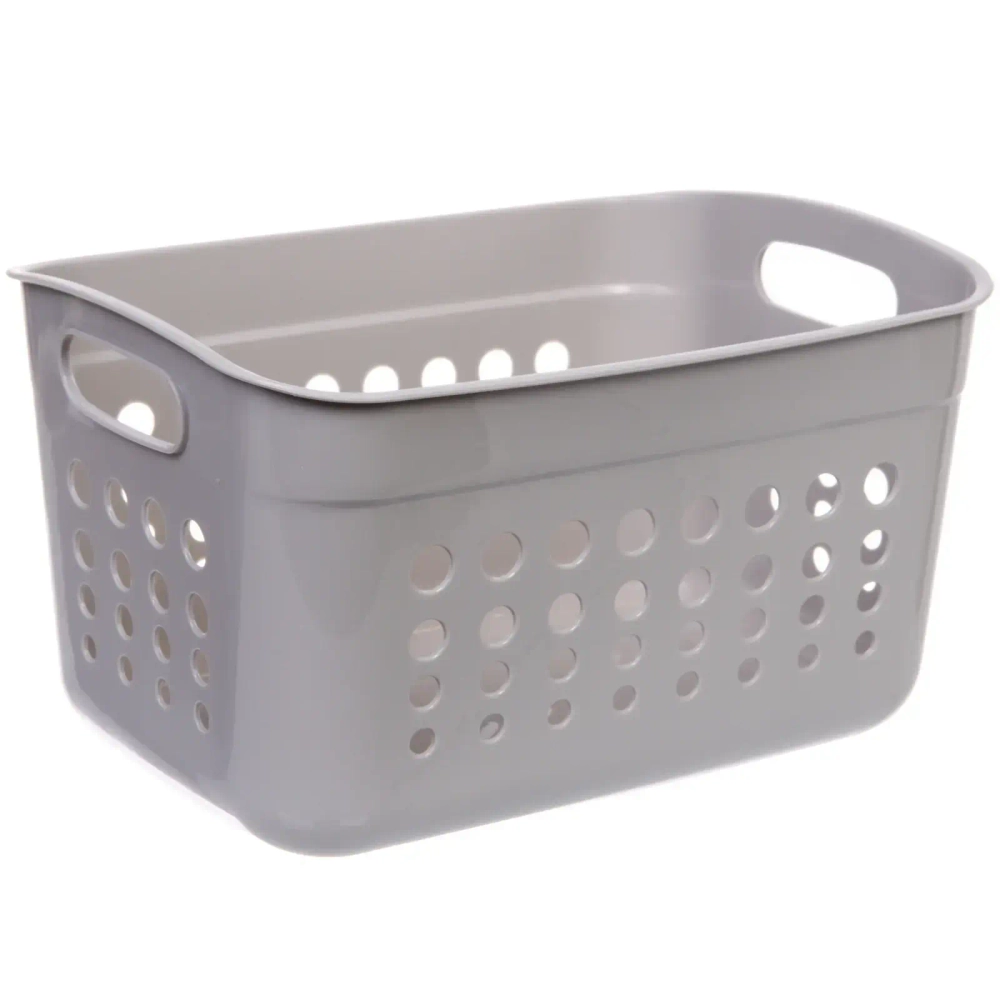 Корзина - органайзер универсальная для хранения с ручками «ТРЕВАЛЬ», цвет серый, 31.5*22*17см