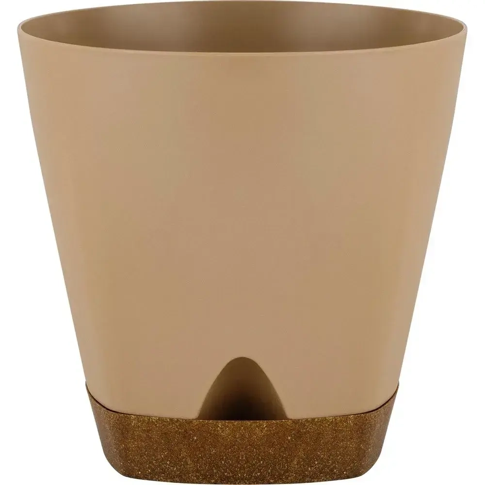 Горшок для цветов InGreen WOOD D250мм 8л с прикорневым поливом молочный шоколад/бук