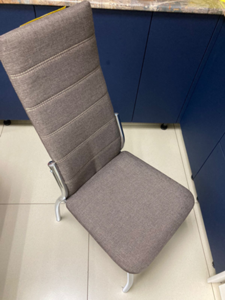 Стул Прага каркас хром квадрат Основание рогожка бурая