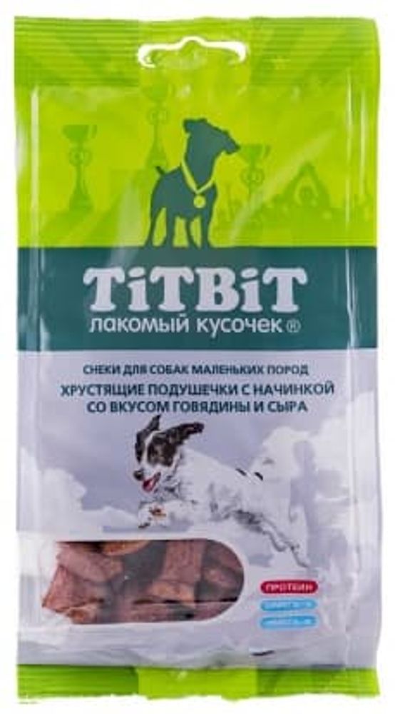 *Хрустящие подушечки с начинкой со вкусом говядины и сыра для маленьких пород 95 г(Уценка