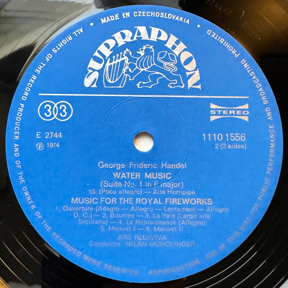 Гендель, Музыка на воде Музыка фейерверков (Чехословакия 1985г.)