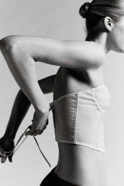 ZARA КОРСЕТ НА КОСТОЧКАХ СО ШНУРОВКОЙ, ЭКРЮ