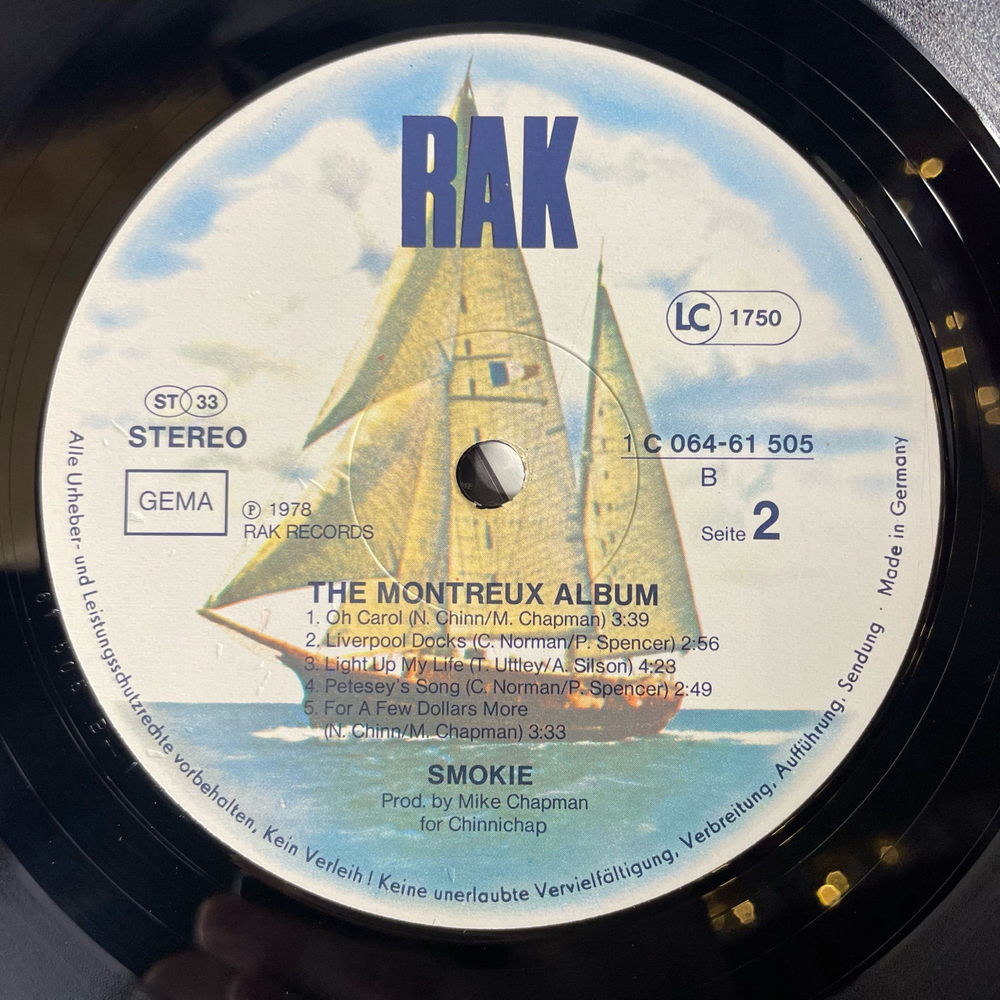 Винтажная виниловая пластинка LP Смоуки Smokie The Montreux Album (Германия 1978)