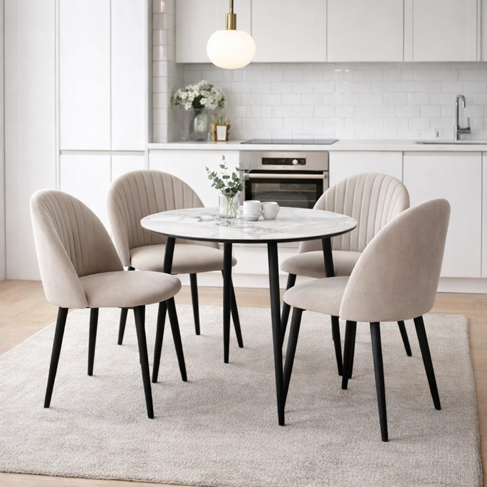 Стол МИЛТОН D89 PANDORA LIGHT  122 BG, керамика / Черный каркас М-City