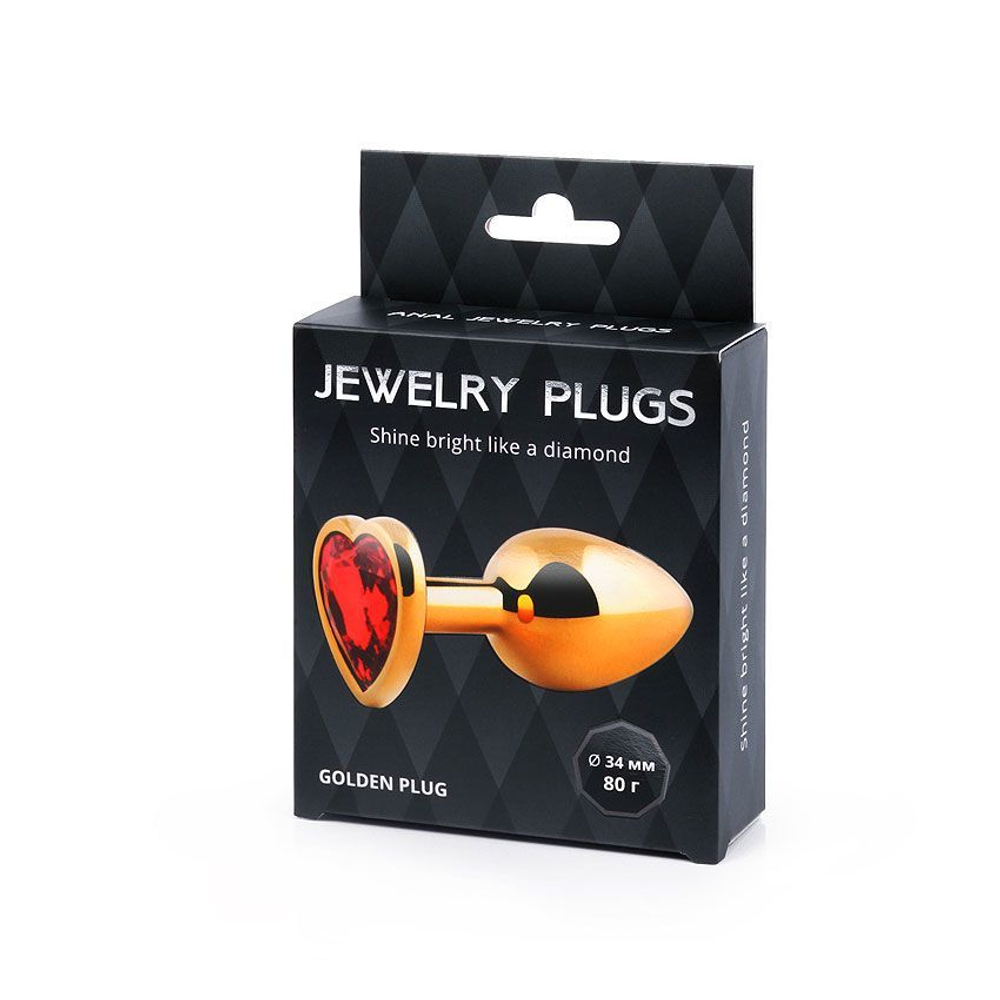 Анальная пробка Anal Jewelry Plug MCHG-16, золотистая, сердце, 8 см