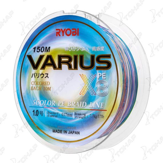 Шнур VARIUS PE8X-150MI 1.0# Multi Colour 0,165мм Ryobi