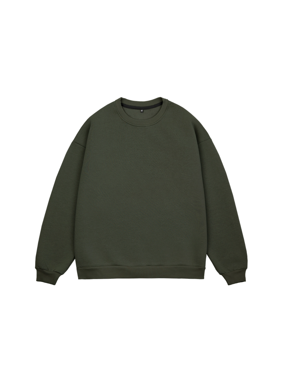 Свитшот оверсайз, с начесом (хаки)