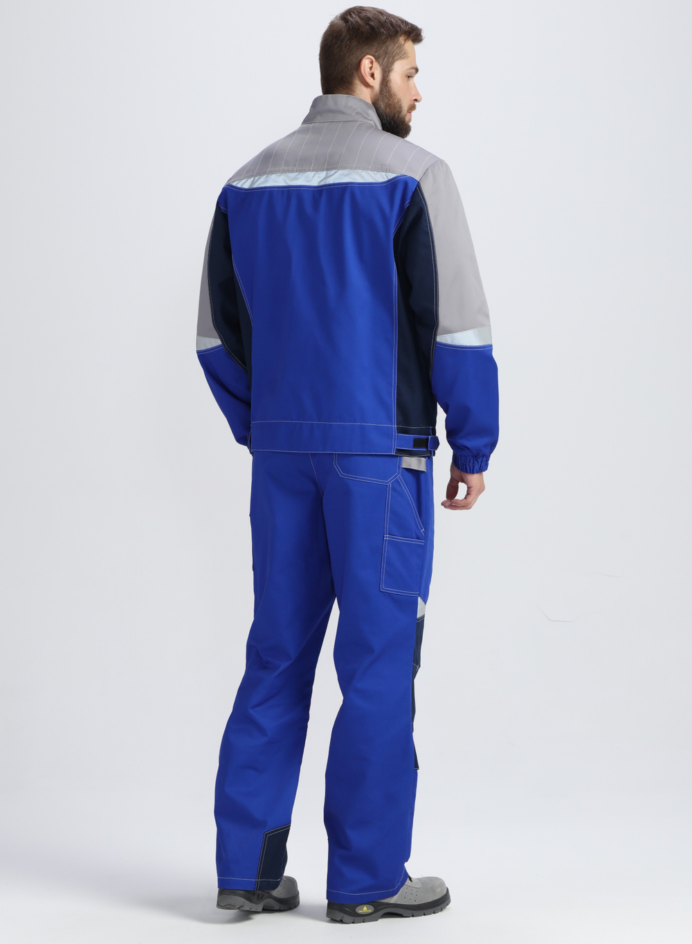 Костюм Вектрон-1 (тк.Смесовая,240) брюки, васильковый/т.синий/св.серый