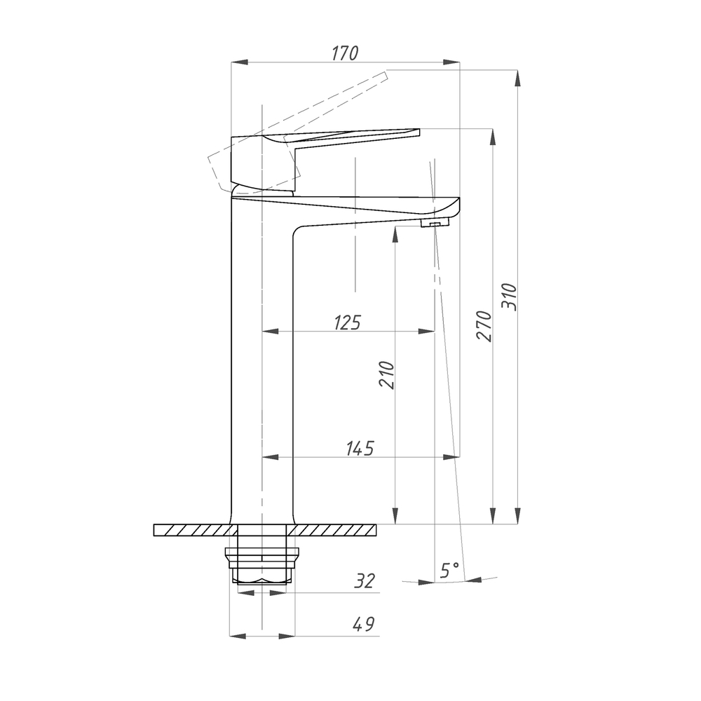 Смеситель для раковины 35к ПРОФСАН ПСМ-301-6 "STEEL BLACK" высокий, литой ЧЕРНЫЙ-БРОНЗА