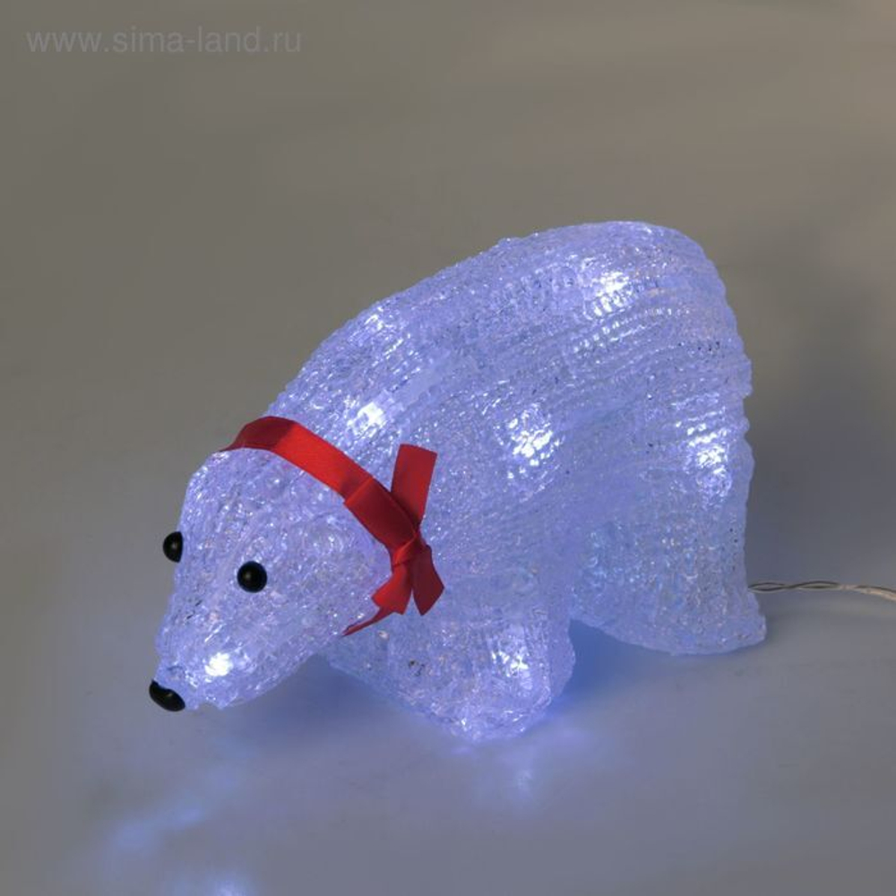 Фигура акрил. "Медвежонок на батарейках" 19х9х11 см,(АА*2 шт.не в компл.), 12 LED Сл