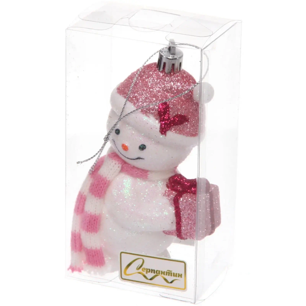 Елочная игрушка «Снеговик в шарфике» 6*4,5*12 см, Розовый