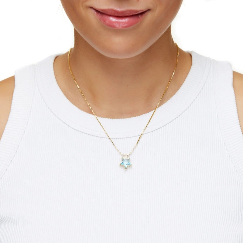 Колье Светло-Голубая Звезда – Золото