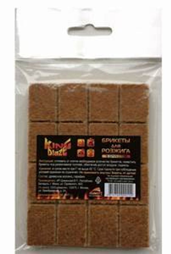 Брикеты д/розжига 16шт/уп, (древесина+парафин) King of Blaze КВ-114