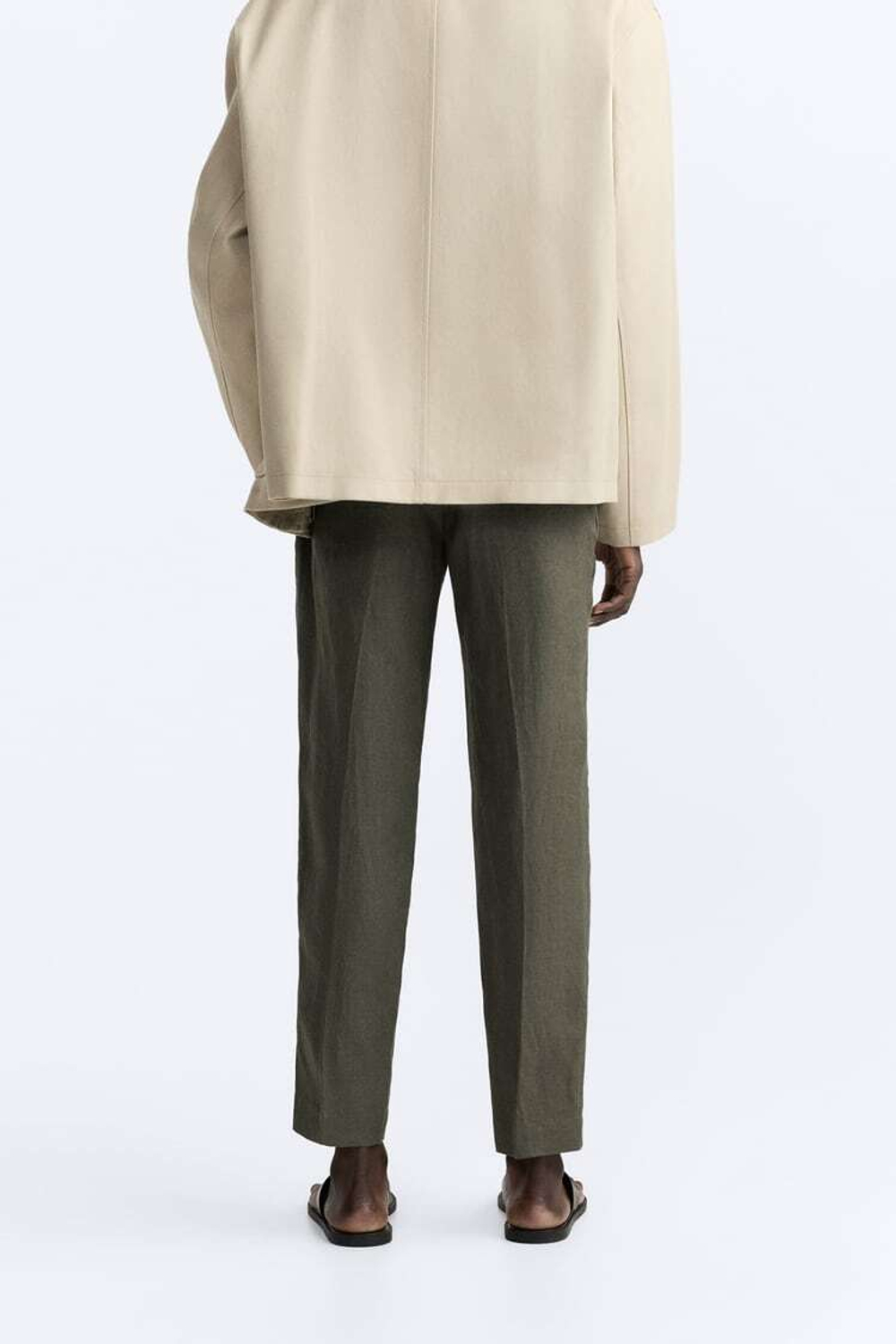 ZARA БРЮКИ ИЗ 100% ЛЬНА, ХАКИ