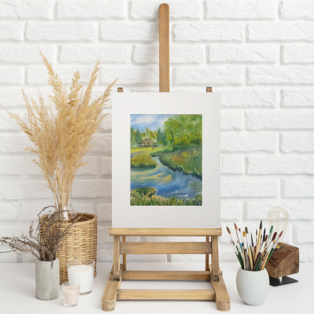 Картина акварельная авторская в паспарту 21х30 см на стену для интерьера "Белка"