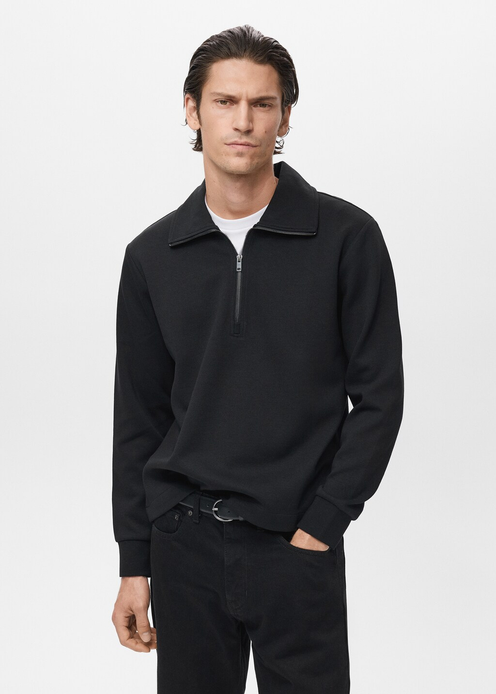 Толстовка из хлопка с воротником на молнии