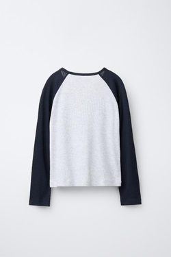 ZARA ФУТБОЛКА С РУКАВАМИ РЕГЛАН, МОРСКОЙ СИНИЙ