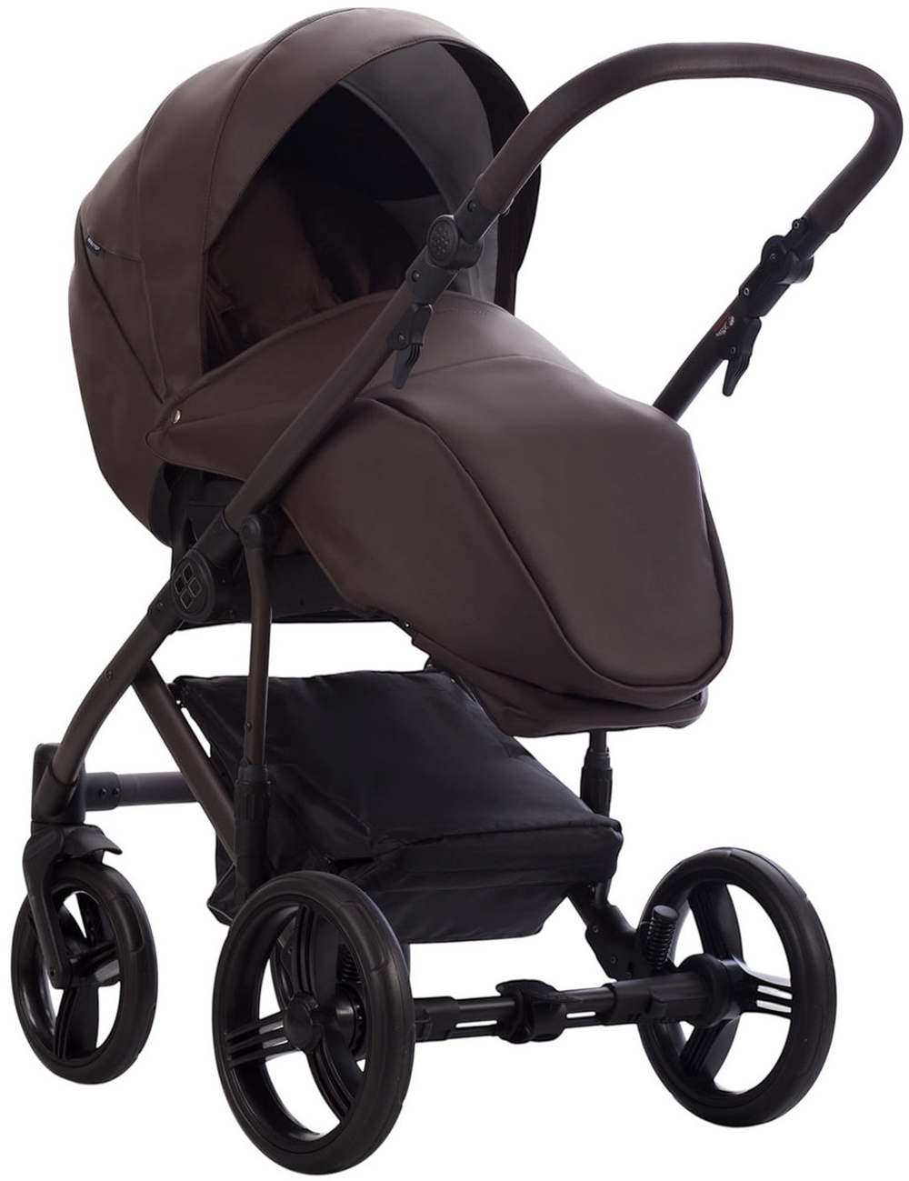 Детская коляска Bebetto Magnum Light Pro 3 в 1 с автокреслом Avionaut Cosmo 09 коричневая кожа, коричневая рама