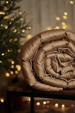 Утяжеленное тёплое одеяло "Premium - Бежевый" (140х200 см / 10 кг / Холлофайбер / без арома-саше / Стеклянные микросферы)