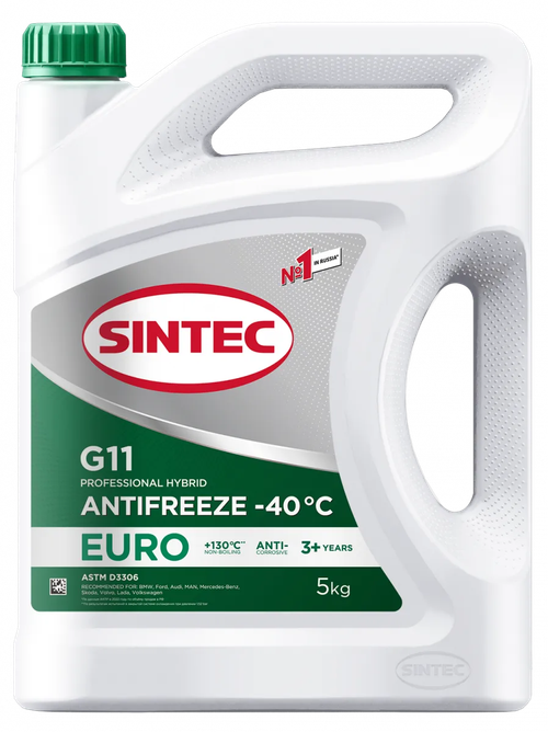 Антифриз Sintec Euro G11, зеленый, 5 кг
