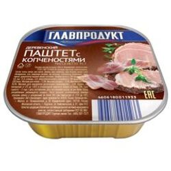 ПАШТЕТ ГЛАВПРОДУКТ 95 ГР ДЕРЕВЕНСКИЙ С КОПЧЁННОСТЯМИ /КВАДРАТ/