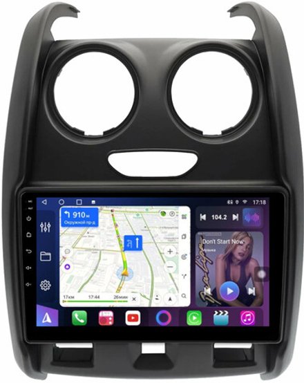 Магнитола для Renault Duster 1 2015-2020, Lada Largus 2021+ (без мультируля, рамка большая матовая) - FarCar 7088TA монитор 9" QLED на Android 13, 8 ядер (TS18), CarPlay, 4G SIM-слот