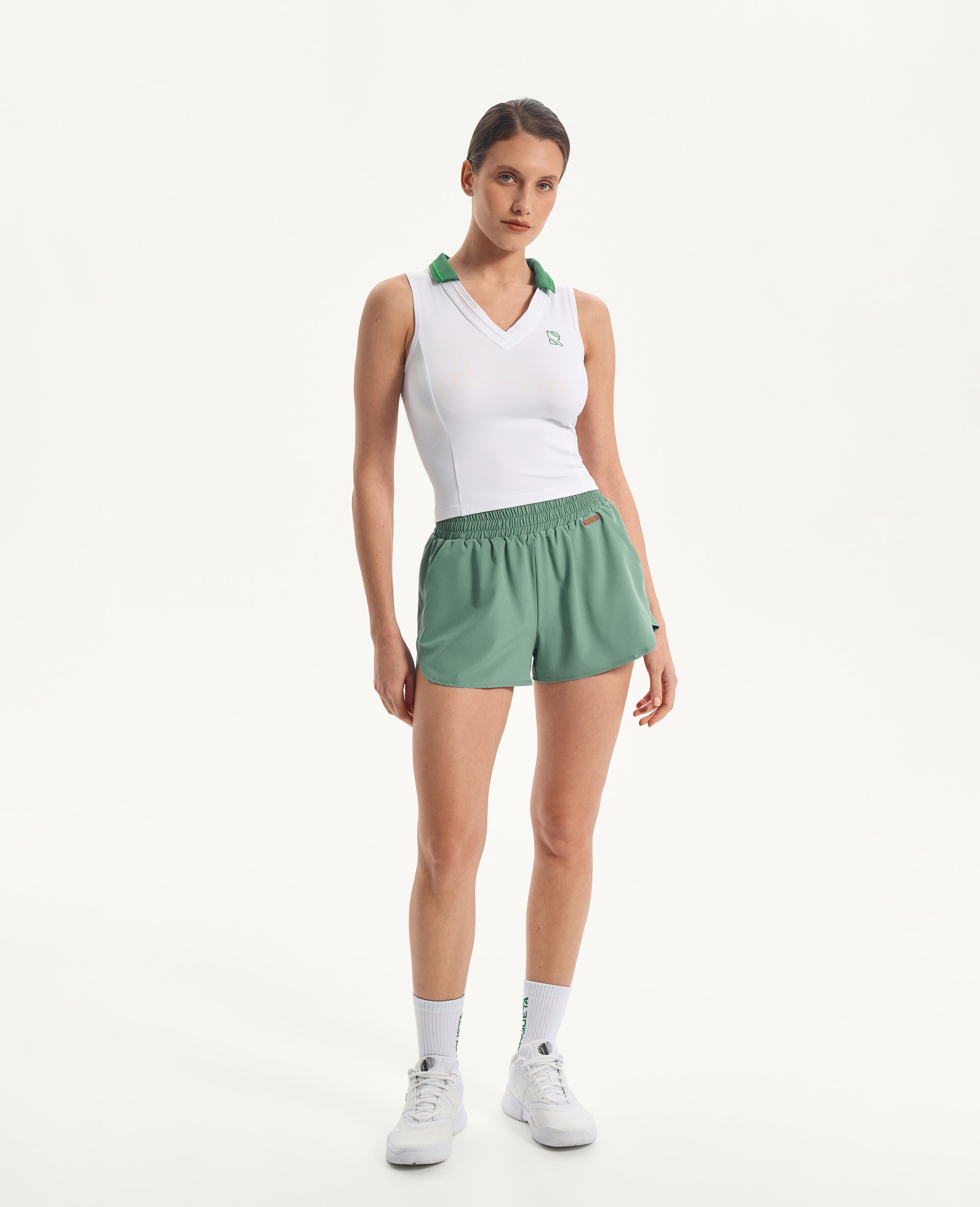 Поло без рукавов Spotlight, White and Green