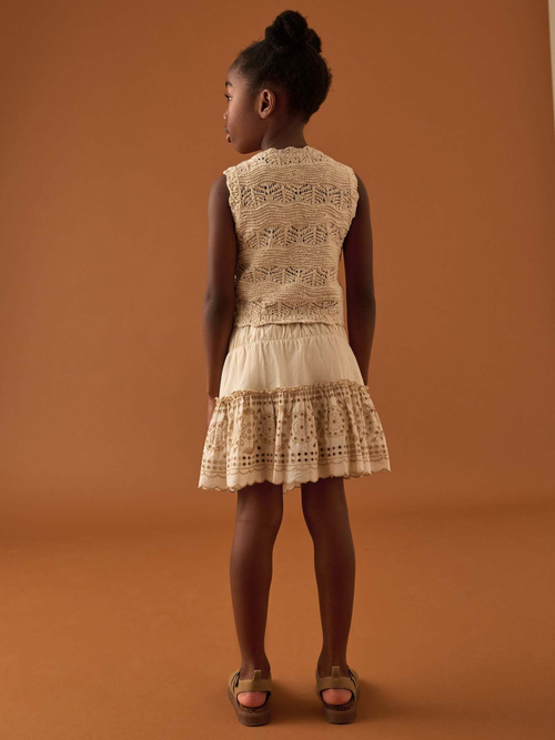 Юбка с вышивкой для девочки Next AD0-182, Светло-бежевый