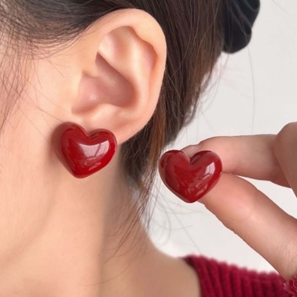 Серьги Сердце (бордовые)