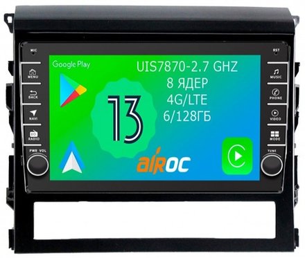 Магнитола для Toyota Land Cruiser 200 2015-2021 (без JBL) - Airoc AB-1113 (кнопки и крутилки), Android 13, TS20, 6/128Гб, SIM-слот, CarPlay