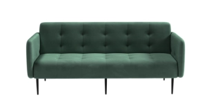 Monaco диван-кровать прямой с подлокотниками, трехместный, бархат зеленый 19