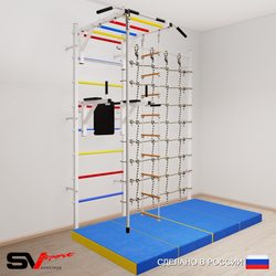 Шведская стенка Sv Sport 54540 (Турник рукоход/Брусья/Канат/Лестница/Мат 2м/Канатный лаз)