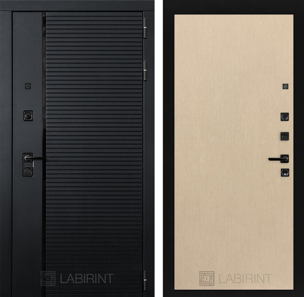 Дверь входная Лабиринт ПИАНО 05 Венге светлый  ЧЕРНАЯ ФУРНИТУРА металлическая