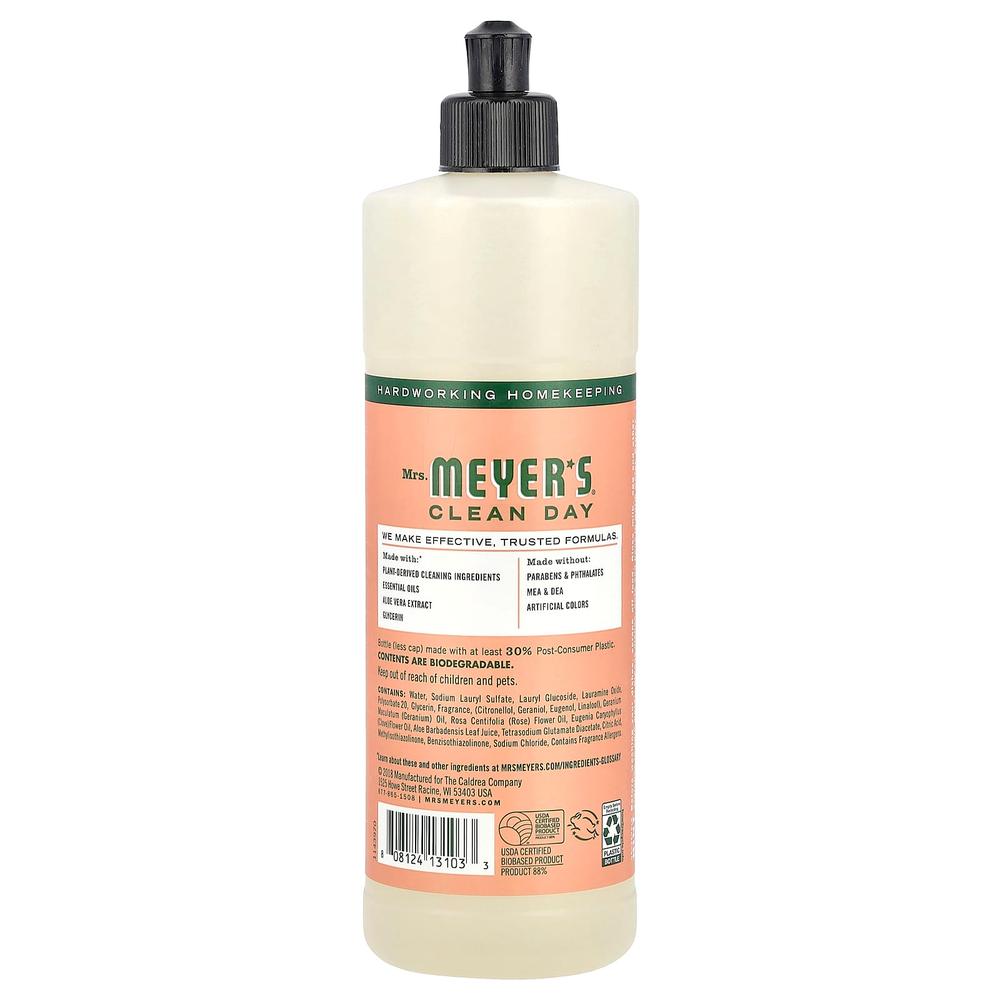 Mrs. Meyers Clean Day, жидкость для мытья посуды, герань, 473 мл (16 жидк. унций)