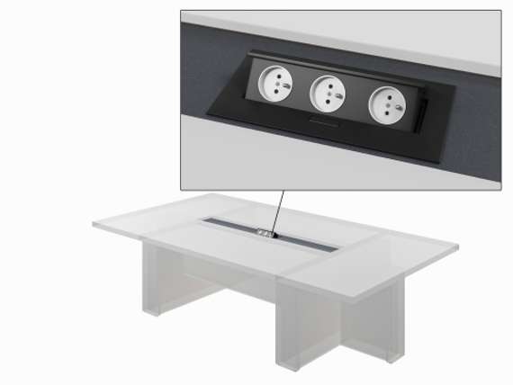 Центральная вставка стола переговоров 1600х198х22 с блоком розеток GTV 3х220 T-112