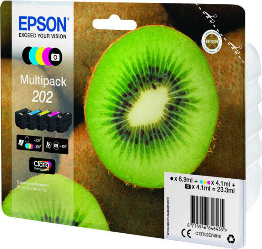 Epson Kiwi 202 Подлинный Черный, Голубой, Пурпурный, Фото черный, Желтый 1 шт C13T02E74020