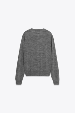 ZARA КАРДИГАН ИЗ 100% ШЕРСТИ, ГЛАДКАЯ ВЯЗКА, СЕРЫЙ МЕЛАНЖ